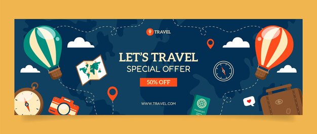 Cabeçalho do twitter da agência de viagens desenhada à mão