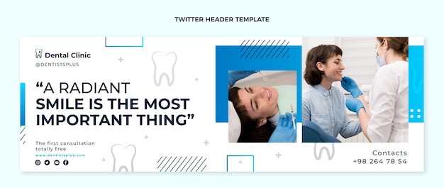 Cabeçalho do twitter da clínica odontológica gradiente