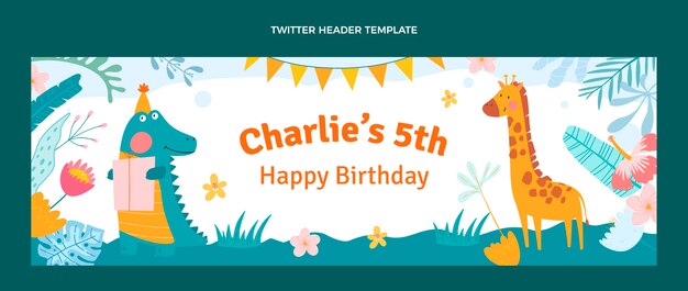Cabeçalho do twitter de aniversário da selva desenhado à mão