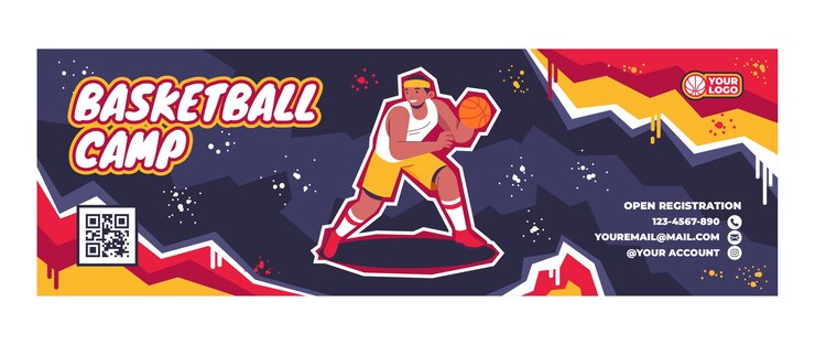 Vetor grátis cabeçalho do twitter de basquete desenhado à mão