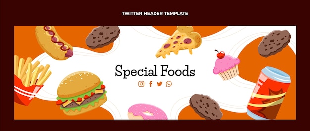 Cabeçalho do Twitter de fast food desenhado à mão