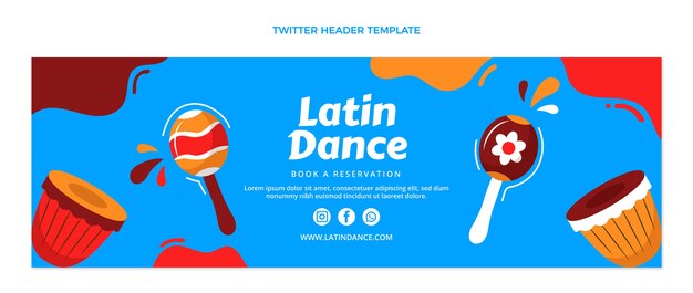 Cabeçalho do twitter de festa de dança latina plana