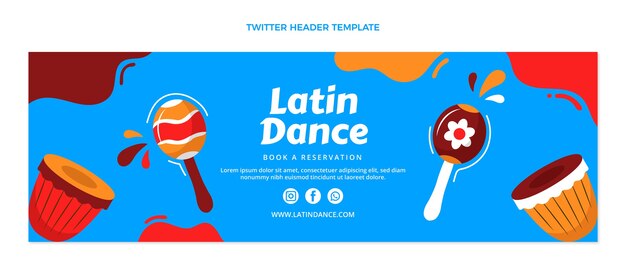Cabeçalho do twitter de festa de dança latina plana