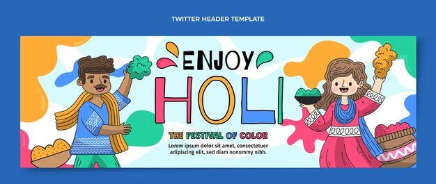 Cabeçalho do twitter de holi desenhado à mão