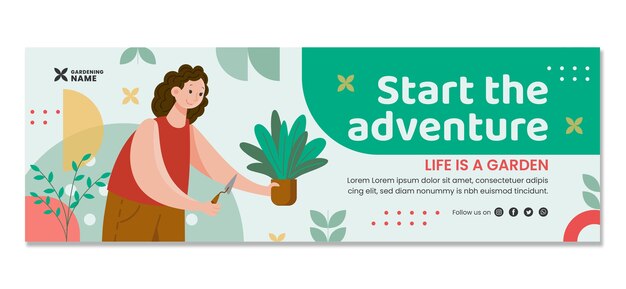 Cabeçalho do twitter de jardinagem plana