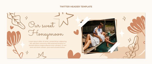 Cabeçalho do twitter de lua de mel de design plano