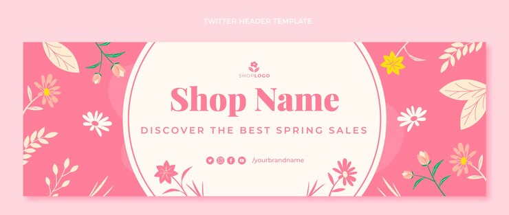 Vetor grátis cabeçalho do twitter de primavera plana