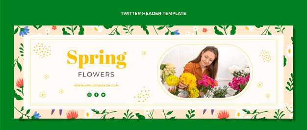 Cabeçalho do twitter de primavera plana