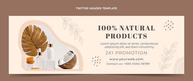 Cabeçalho do twitter de produtos naturais desenhados à mão