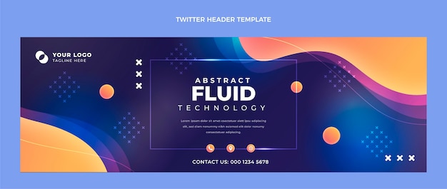 Vetor grátis cabeçalho do twitter de tecnologia de fluido abstrato de gradiente