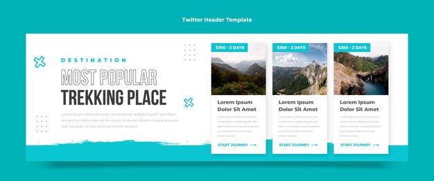 Cabeçalho do Twitter de trekking de design plano