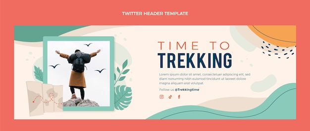 Vetor grátis cabeçalho do twitter de trekking desenhado à mão