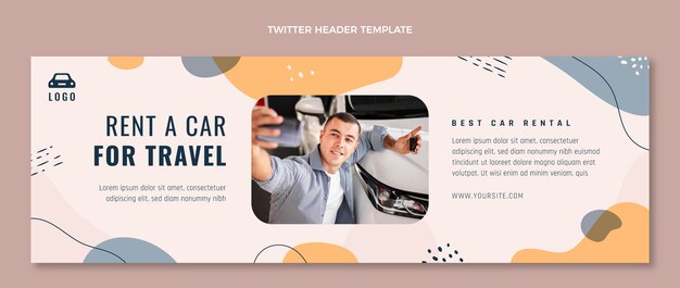 Cabeçalho do Twitter do aluguel de carro perfeito desenhado à mão