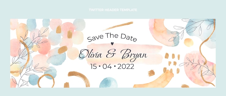 Vetor grátis cabeçalho do twitter do casamento desenhado à mão em aquarela
