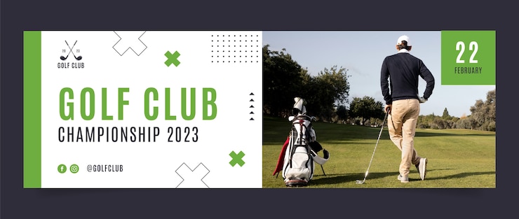 Vetor grátis cabeçalho do twitter do clube de golfe de design plano