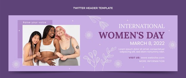 Cabeçalho do Twitter do Dia Internacional da Mulher desenhado à mão
