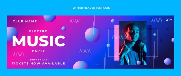 Cabeçalho do twitter do festival de música colorida gradiente