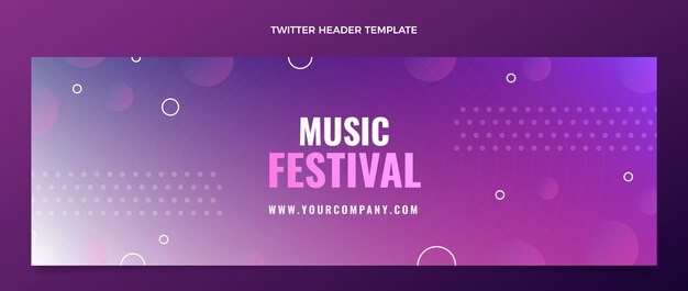 Cabeçalho do twitter do festival de música gradiente colorido