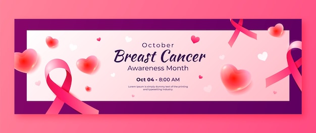 Vetor grátis cabeçalho do twitter do mês de conscientização do câncer de mama realista