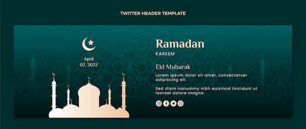 Vetor grátis cabeçalho do twitter do ramadã gradiente