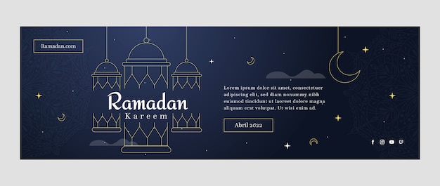 Vetor grátis cabeçalho do twitter do ramadã gradiente