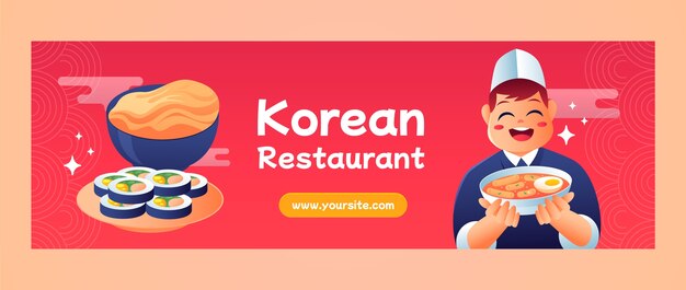 Cabeçalho do twitter do restaurante coreano desenhado à mão