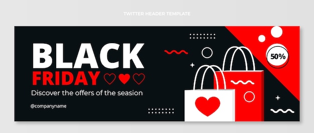 Vetor grátis cabeçalho do twitter flat black friday