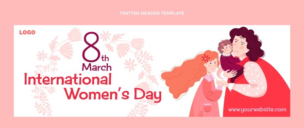 Cabeçalho flat do dia internacional da mulher no twitter