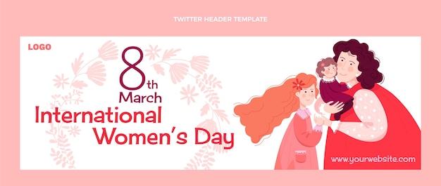 Cabeçalho Flat do Dia Internacional da Mulher no Twitter