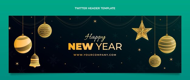 Vetor grátis cabeçalho gradiente do twitter de ano novo