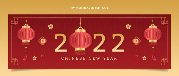 Vetor grátis cabeçalho gradiente do twitter do ano novo chinês