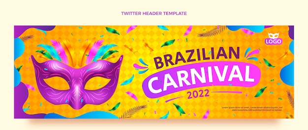 Vetor grátis cabeçalho gradiente do twitter do carnaval