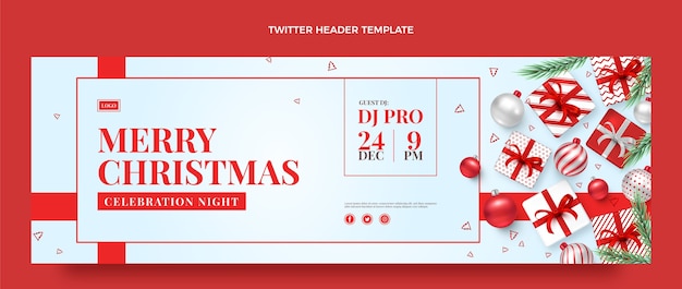 Cabeçalho realista do twitter de natal