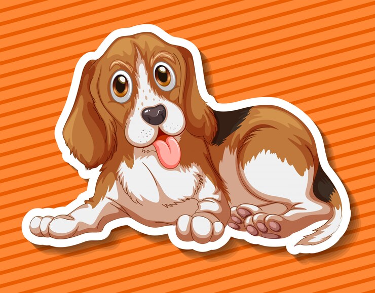 Vetor grátis cachorrinho sentado no fundo laranja