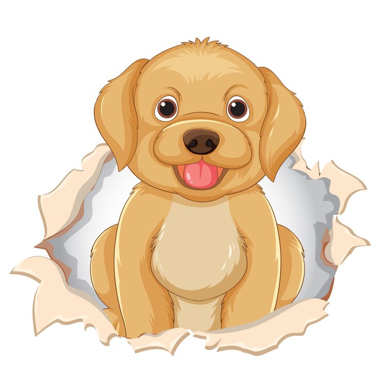 Vetor grátis cachorro bonito espreitando através do papel
