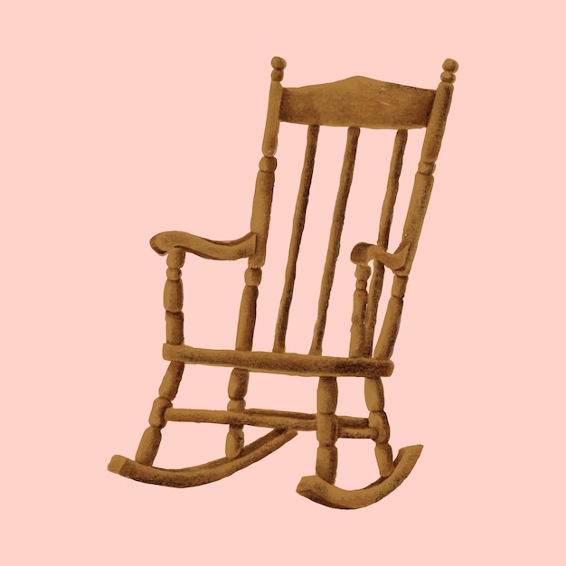 Cadeira de balanço de madeira desenhada de mão