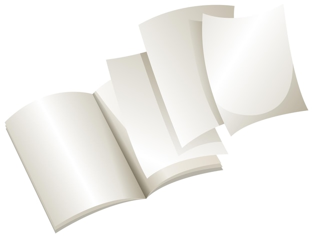 Caderno vazio aberto com fundo branco