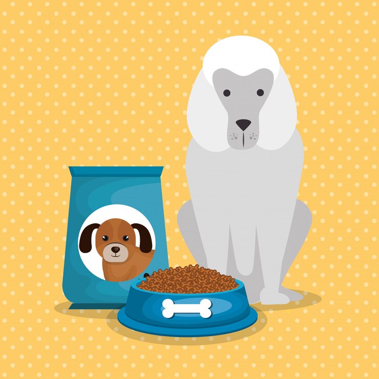 Vetor grátis cães fofos com comida