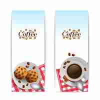 Vetor grátis café com biscoitos cookies conjunto de pequeno-almoço