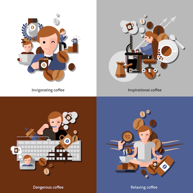 Café e relax icons set