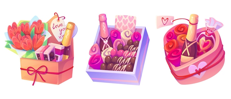 Vetor grátis caixa de doces de chocolate para o dia dos namorados com coração