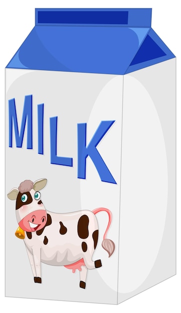 Vetor grátis caixa de leite isolada em estilo cartoon