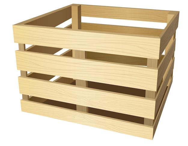 Vetor grátis caixa de madeira 3d isolada
