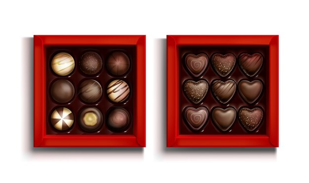 Caixa realista de bombons de chocolate