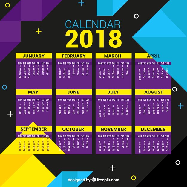 Vetor grátis calendário 2018 com shaoes abstratos