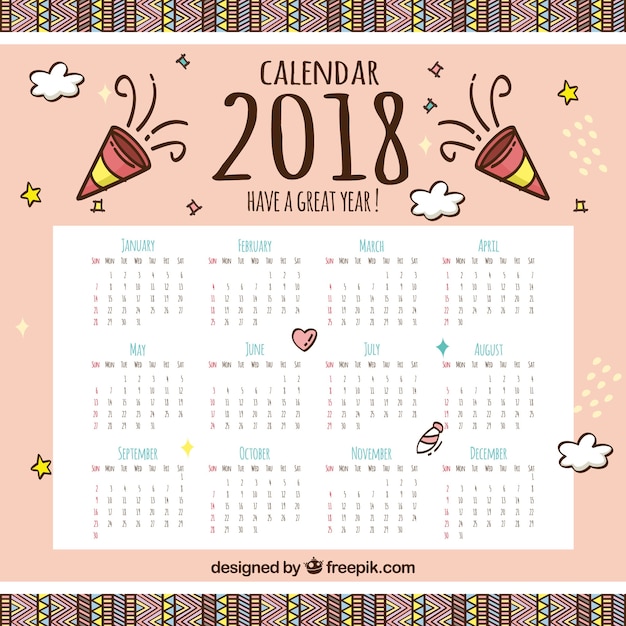 Calendário 2018 em estilo vintage