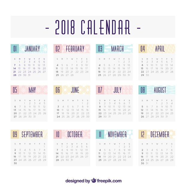 Calendário 2018