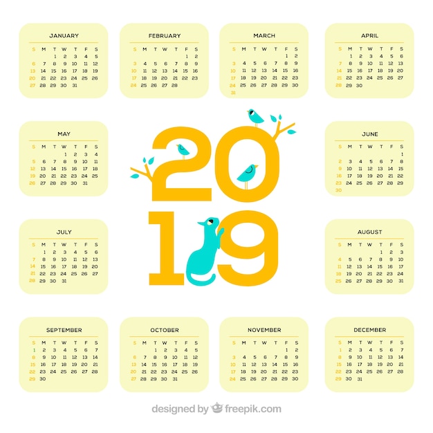 Calendário 2019 bonito