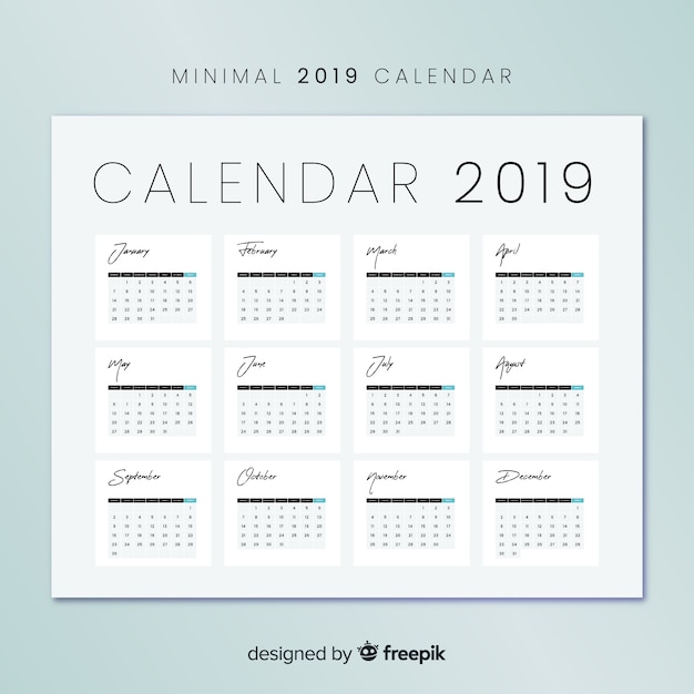 Calendário 2019