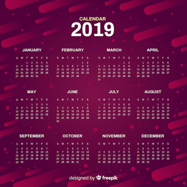 Calendário 2019